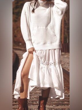 Daily Practise by Anthropologie chunky white twofer dress. Large
